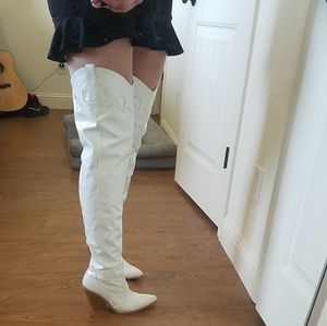 PrettyLittleThing thigh high western boots